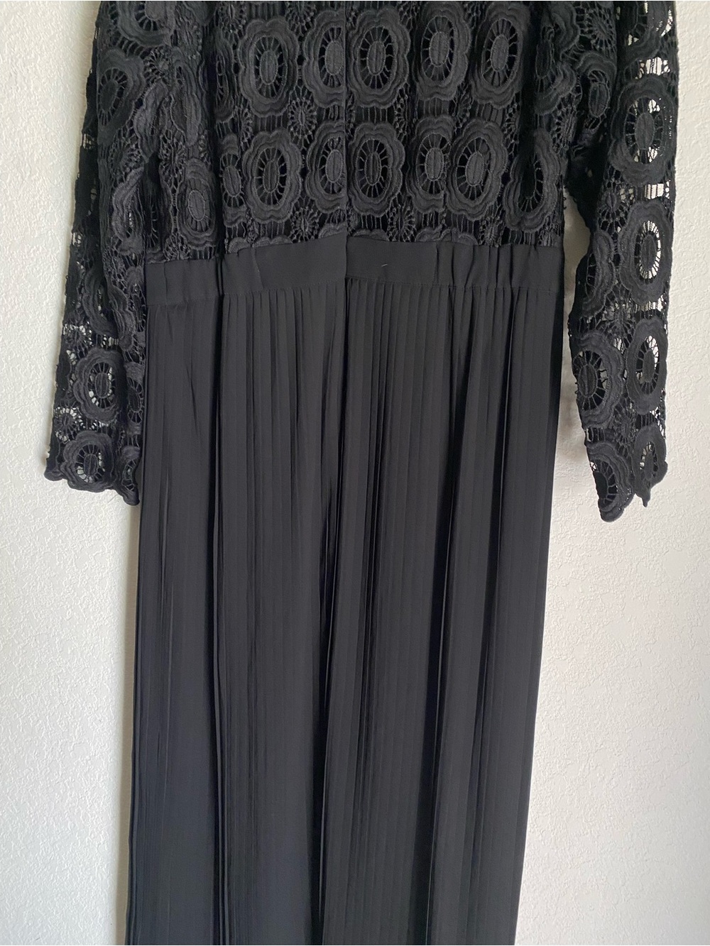 ELOQUII Black Lace Long Sleeves Maxi Pleated Chiffon Skirt Formal Dress 14 New - Picture 11 of 14